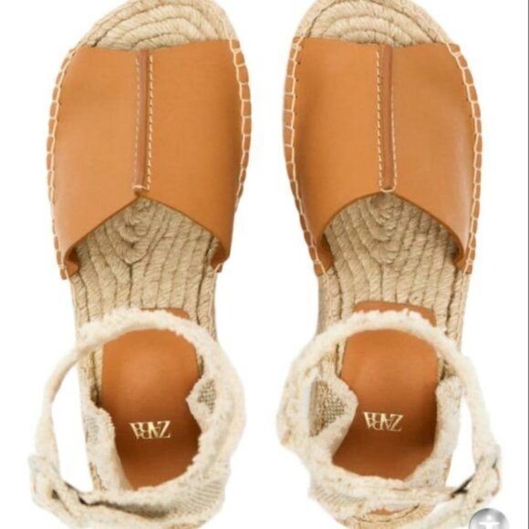 ZARA LEATHER FLATFORM SANDALS SIZE 9US BROWN | 1301/210 - Picture 5 of 12